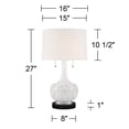 thumbnail image 5 of Possini Euro Design Natalia Country Cottage Table Lamp with Round Black Marble Riser 27" Tall White Floral Ceramic Drum Shade for Bedroom Living Room, 5 of 5