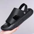 thumbnail image 6 of Flat Heel Slippers for Men 2025 Flat Heel Breathable Open Toe Summer Trendy Solid Color Slip-on Footwear Causal Summer Dressy Beach Shoes Black 6.5, 6 of 7