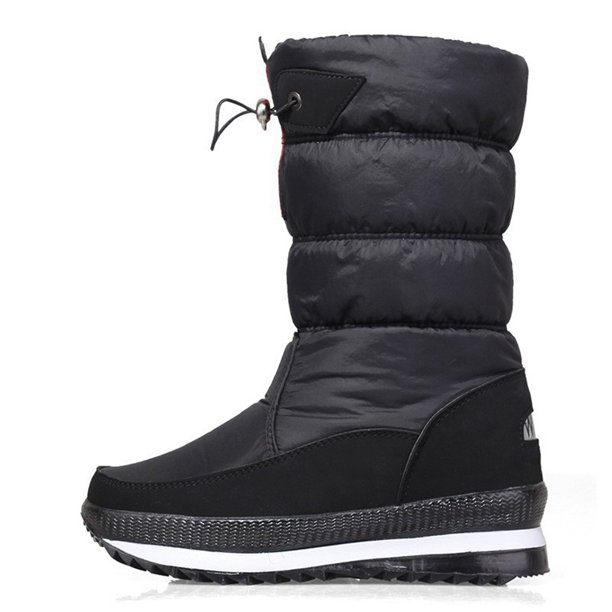 Zapatos Invierno A La para Exteriores Botas Impermeables Mantener El Calor Nieve Mujer Forradas Piel Resistentes Al Media Pantorrilla Cómodas