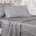 thumbnail image 7 of Decorative Italian Paisley Cotton-Rich Sheet Set - King, Dark Grey, 7 of 7
