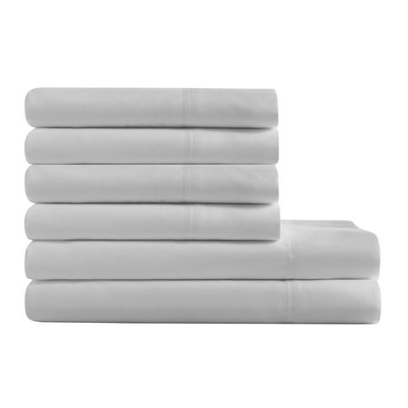 Hotel Style 6-Piece 1,000-Thread-Count Egyptian Cotton-Rich Luxury Bed Sheet Set, King, Platinum Silver