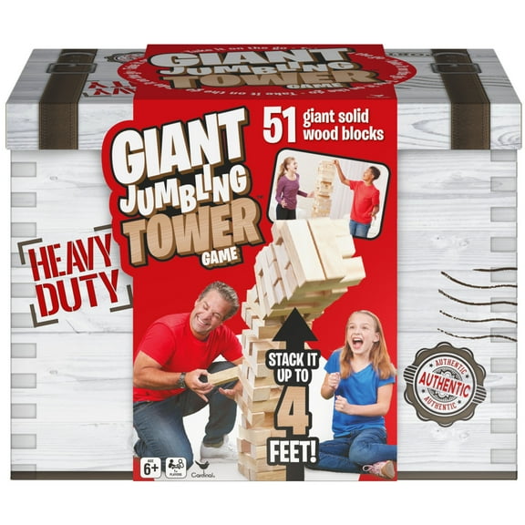 Spin Master Games, Giant Jumbling Tower Party Game with Wood Blocks, Ages 6 and up