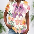 thumbnail image 2 of Raeneomay Button Down Shirts Loose Summer Tops for Women Women's Short Sleeved Fashionable Printed T-Shirt Cardigan Loose and Women's Summer Casual Shirt Top, 2 of 4