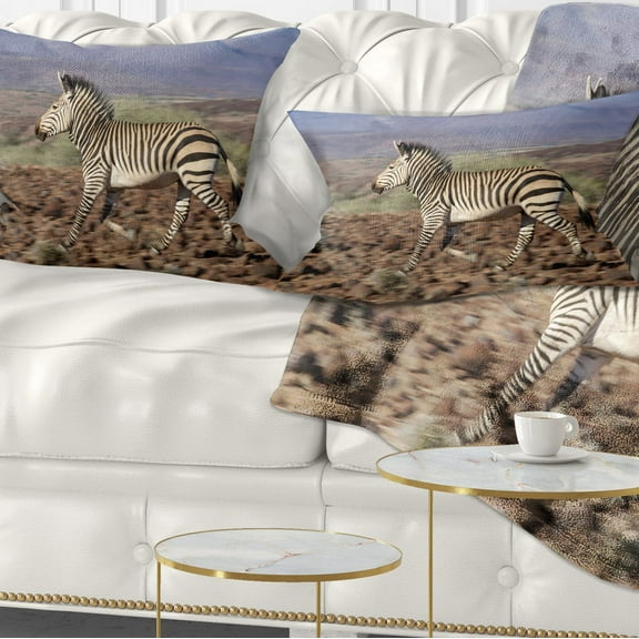 Designart Zebra in Damaraland - Landscape Photography Throw Pillow - 12x20