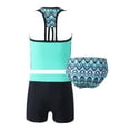 thumbnail image 5 of TiaoBug Nimiya Kids Girls 3Pcs Tankini Swimwear Outfit Hawaiian Print Tank Top Swim Shorts Briefs Swimsuit, 5 of 7