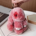 thumbnail image 5 of Soft Cute Bunny Keychain Artificial Rabbit Fur Plush Fluffy Pom pom Key Ring for Women, 5 of 9