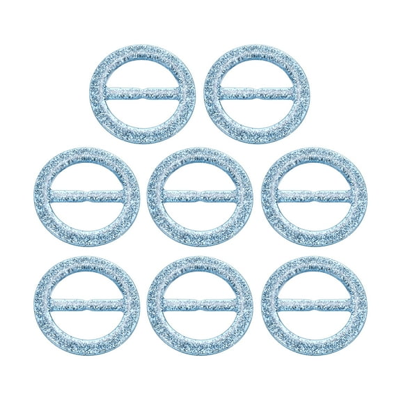 8Pack Plastic Tee Shirt Clips, 30mm Round Bling Resin Scarf Ring Buckle (Blue)