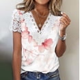 thumbnail image 3 of Otvok Women Fashion Summer Fold Printed Regular Women Short Sleeves V Neck Button Top, 3 of 6