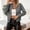 Gray, variant on Faux Suede Cropped Coat for Women's Stand Collar Zip Up Biker Moto Bomber Jackets Brown XL(XL)