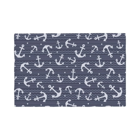 

Placemats Set of 4 Beautiful anchor wavy dots print Heat Resistant Non - Slip Place mats Waterproof table mat for Kitchen Dining-6片装