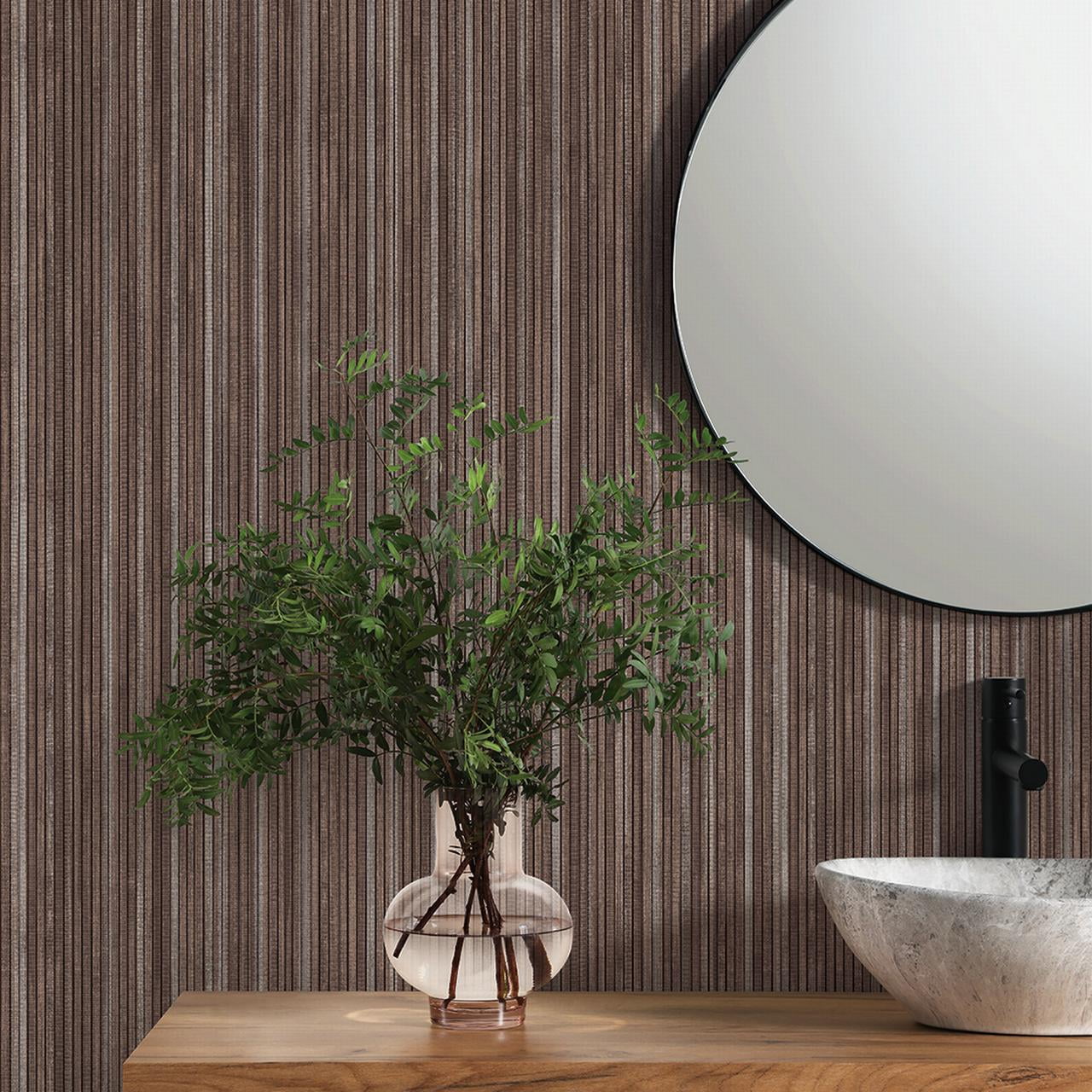 Tempaper Textured Faux Grasscloth Brown & Metallic Silver Peel and Stick Wallpaper, 20.5" x 16.5'