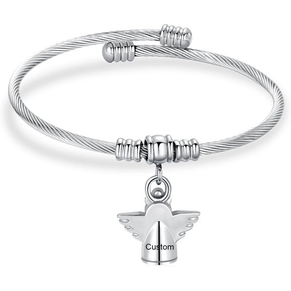 Angel Urn Bracelet for Ashes Cremation Jewelry for Ashes Stainless Steel Angel Keepsake Urn Memorial Ash Holder