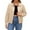 Beige, variant on CharmCyan Women's Casual Long-Sleeved Solid Color PU Motorcycle Leather Jacket Coffee M