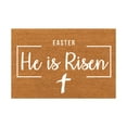 thumbnail image 2 of CoreLiving Easter Coir Doormat Outdoor Mat He Is Risen Welcome Door Rug Layered Striped Spring Doormat for Front Porch Entryway Decor Black and White Large 24x16 Inch, 2 of 7