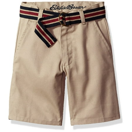 Bra Boy Short Set - Boys Uniform Twill Flat Front Short with Belt and Phone Pocket
