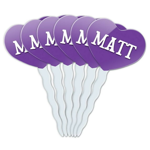 Matt Heart Love Cupcake Picks Toppers - Set of 6