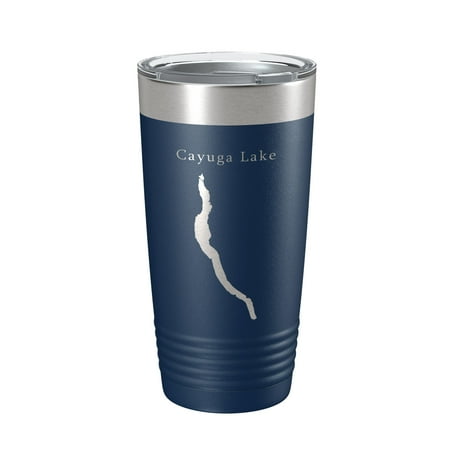 

Cayuga Lake Map Tumbler Travel Mug Insulated Laser Engraved Coffee Cup New York 20 oz Navy Blue