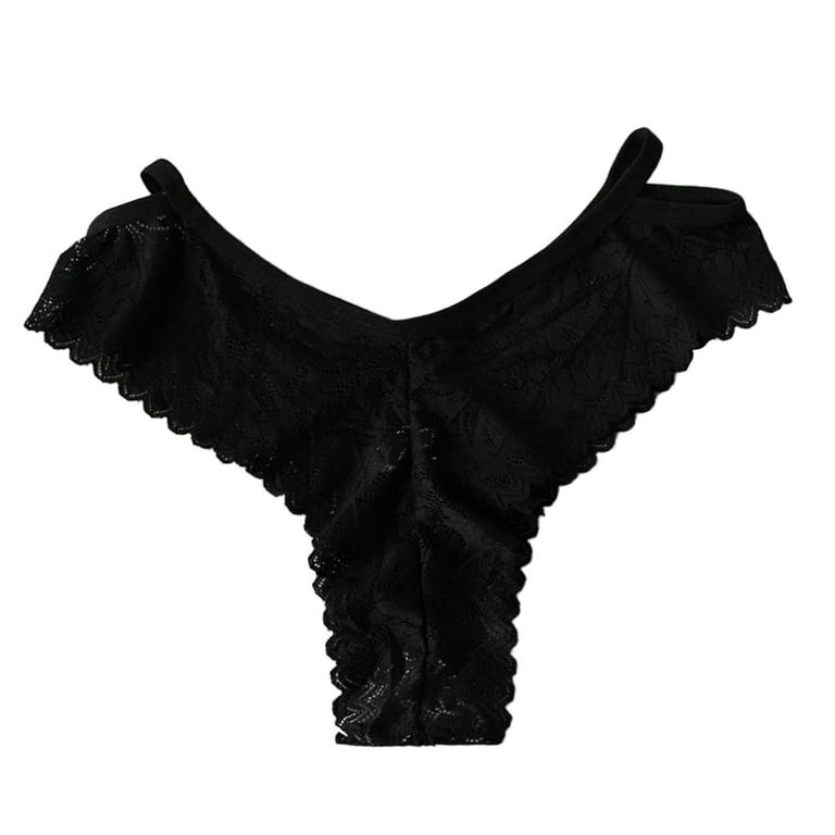 MRULIC intimates for women Women's Stretch Bikini GString Panty Lace Trim 4  Colors Comfy Underwear Red + L