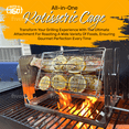 thumbnail image 5 of ROTO-Q 360 Cordless Rotisserie Kit w/Flat Cage for Grills, Ovens, Smokers - Non-Electric Spit Roaster - Gas or Charcoal BBQ - Kamado Joe Green Egg Kettle - Indoor Outdoor Cooking - Black, 5 of 9