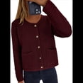 thumbnail image 3 of Suéteres de Punto para Mujer, Moda de Otoño, Larga, Botones, Chaqueta Informal de Moda, Ropa de Invierno. Rojo Ladrillo M, 3 of 9
