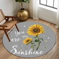 thumbnail image 2 of Round Area Rug 8 Ft, Sunflowers Washable Non-Slip Circle Carpet for Living Room/Bedroom, Spring Summer Bees Yellow Floral Grey Collection Low-Profile Large Area Rugs for Indoor, 2 of 8