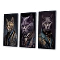 thumbnail image 3 of Designart "Stylish Cat in Fancy Blue Fashion Feline Elegance I" Animals Cat Framed Wall Art Set Of 3 - Pink Cat Frame Gallery Wall Set For Home Decor, 3 of 6