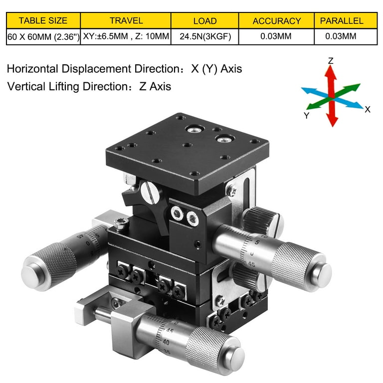 Amplitude 3点セット XYZ 3 Axis Manual Linear Stage 60x60mm Trimming Bearing