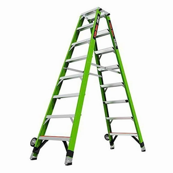 Little Giant Ladders B3145096 DS-XL Dual Sided Step Ladder with Side-Tip Wheels - 8 ft. Type IAA - 7 Step - Green - 375 lbs