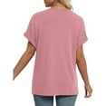 thumbnail image 4 of Women's Tops Short Sleeve Plus Size 2025 Spring and Summer New Border European and Clothing Hot Style Solid Color V Neck Short Sleeve Loose T Shirt for Women Shirts for Women Plus Size Sexy, 4 of 8