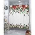 thumbnail image 4 of Polyester Fabric Christmas Poinsettia Shower Curtain, Xmas Botanical Pine Cones Waterproof Bathtub Curtain Bathroom Decor Set with Hooks 72 x 84 Inches, 4 of 6