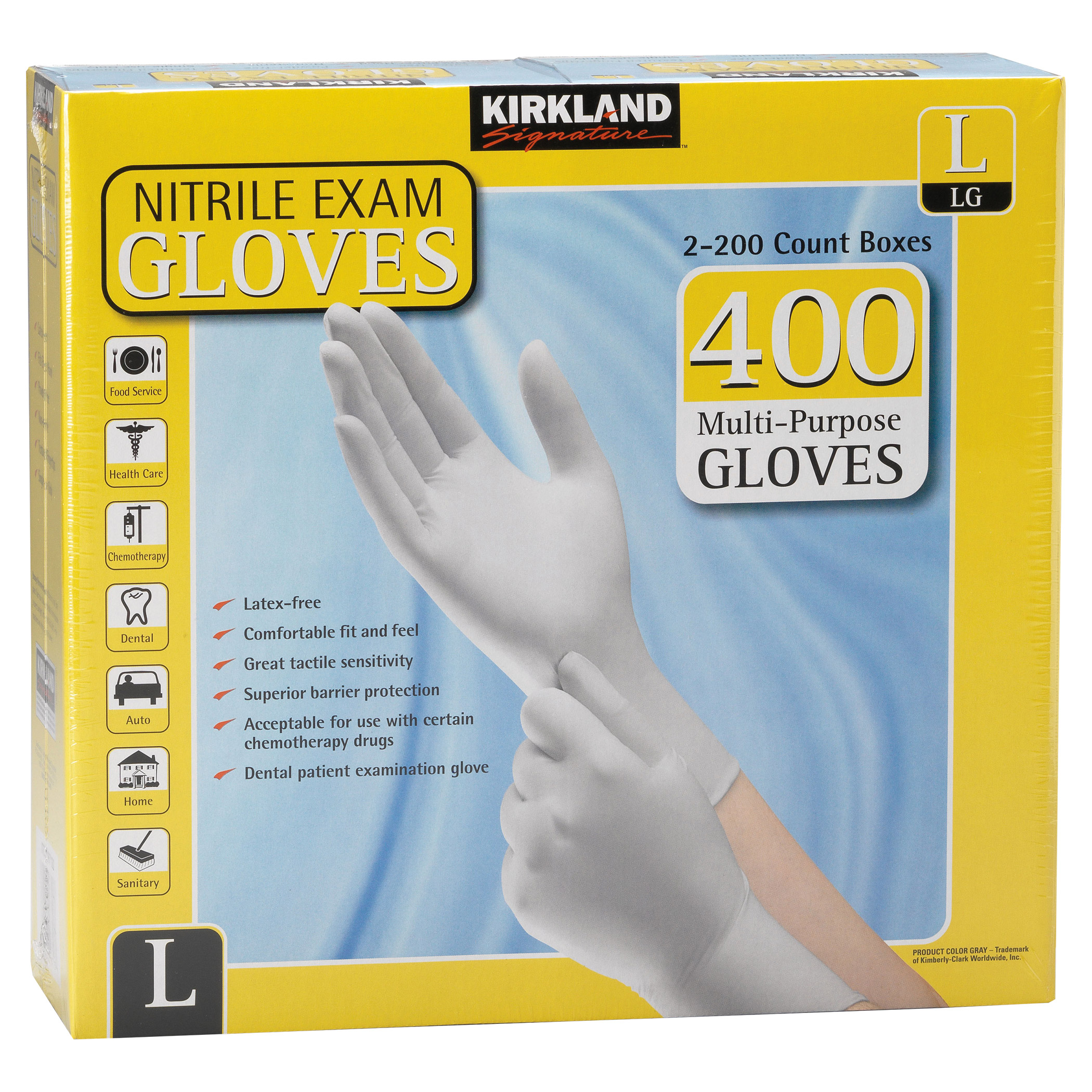 Kirkland Signature Nitrile Exam Gloves, 400count, Size Large