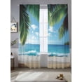 thumbnail image 2 of Coastal Ocean Sheer Curtains 96 Inch Length 2 Panels Set, Sandy Beach Coconut Tree Blue Sky Scenery Voile Window Treatment Semi Sheer Long Curtains Drapes for Bedroom/Living Room/Kitchen 52"x96"x2, 2 of 7