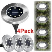 Solar Garden Lights Outdoor 16 LED In-ground Lights Landscape Lighting Stainless Steel Pathway Lights for Walkway Patio Yard Lawn Driveway Flowerbed Courtyard,(4 Pack)