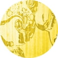 thumbnail image 1 of Ahgly Company Indoor Round Abstract Yellow Contemporary Area Rugs, 8' Round, 1 of 4