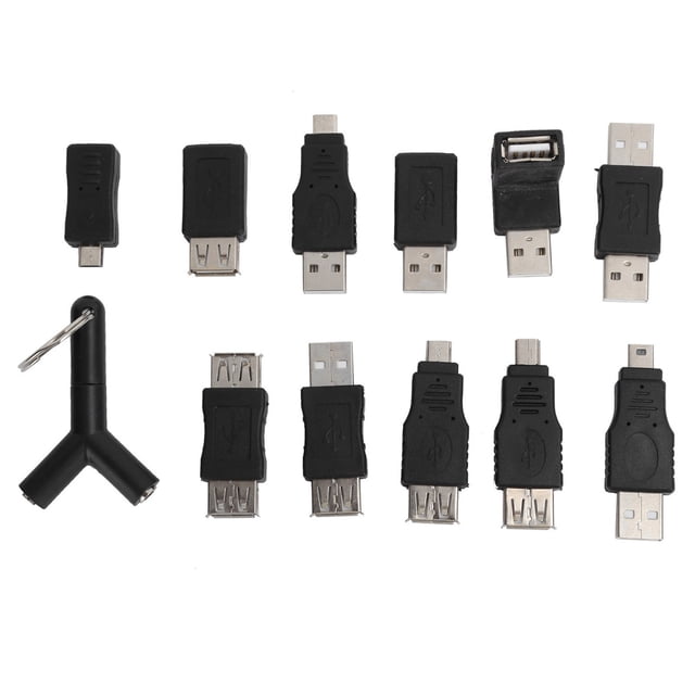 DEWIN 12Pcs USB2.0 Adapter 3.5mm 2 in 1 Audio Adapter Converter Electronic Accessories