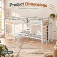 thumbnail image 2 of DTTRA Quad Twin Metal Bunk Bed Frame for 4 Sleepers, Built-In Wardrobe, Open Shelves and 5 Fabric Drawers, White, 2 of 8