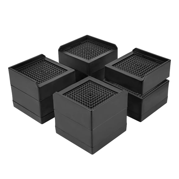 4 Pack Heavy Duty Adjustable Bed Risers 1 3 Inch Elevation Black Square Anti Slip Furniture Lifts for Dorm Beds Sofas Bed Frame Storage Space Saving