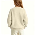 thumbnail image 5 of Winter Sweaters for Girl Cozy Thermal Long Sleeve Crew Neck Cute Bow Printed Pullover Sweater for Daily Casual Family Gathering Wear Beige 13-14 Years, 5 of 7