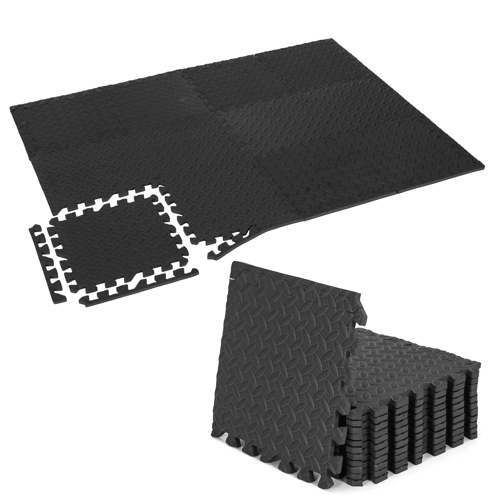 LELINTA Interlocking Floor Mats,Foam Flooring Tiles, 12" x 12" Puzzle Exercise Floor Mat with EVA Training Interlocking Tile, EVA Foam Pieces – Non-Toxic Floor Padding for Playroom, Gym, 12-Pieces