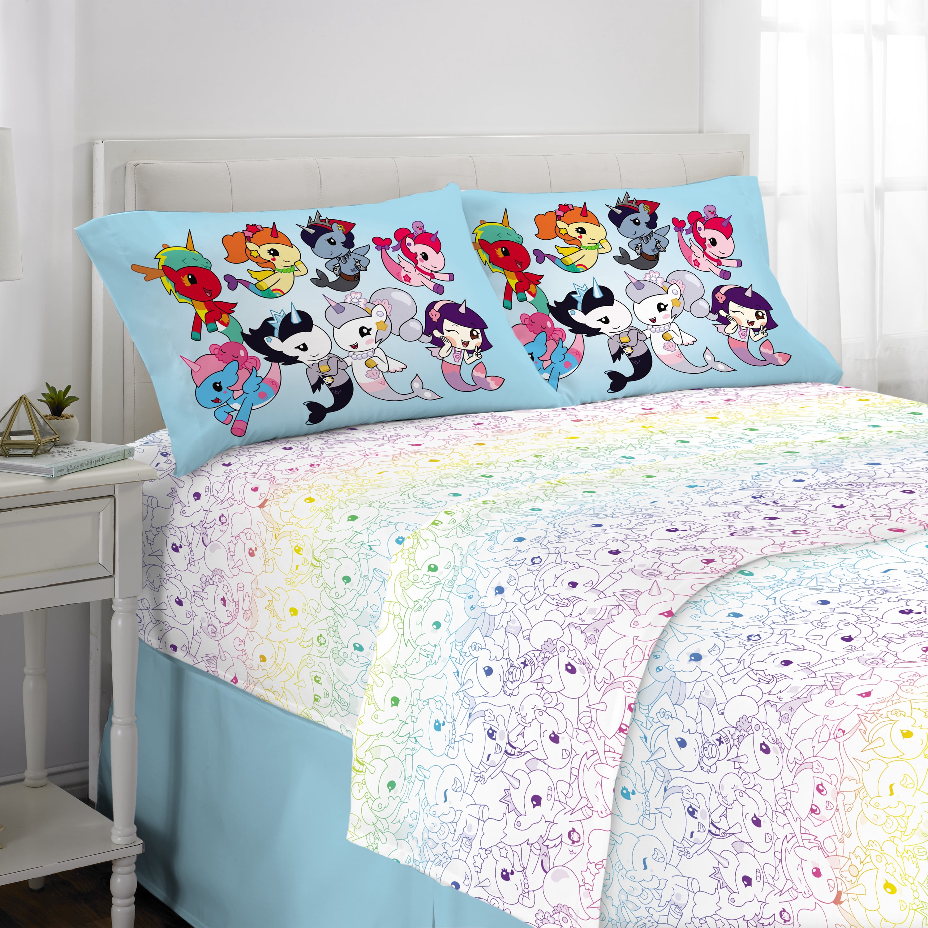 Mermicorno Starfall Kids 4 Piece Rainbow Ombre Sheet Set, Full