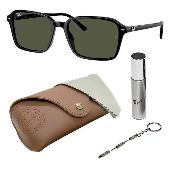 Ray-Ban RB2231 RAIMOND Square Shaped Non-Polarized Sunglasses for Men & Women - Includes Official RAYBAN Eyewear Kit - Ideal Formal & Casual Wear Sunglasses - G-15 Green Lens