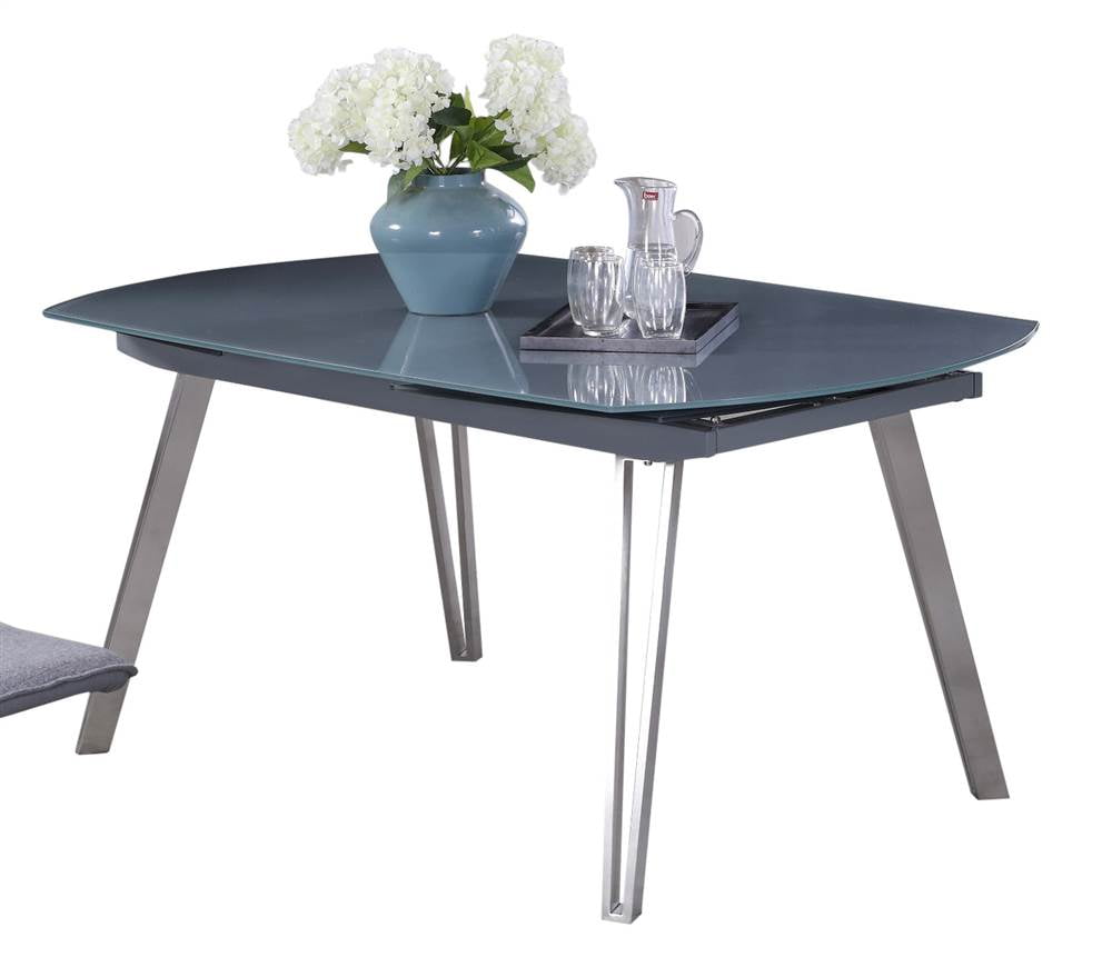 Motion Extendable Glass Table in Gloss Gray