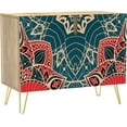 thumbnail image 3 of PixonSign Sideboard Buffet Cabinet, Kitchen Storage Cabinet with 2 Doors, Colorful Indian Floral Mandala Pattern, Cupboard Console Table for Dining Room - 35" L x 18" W x 29" H, 3 of 5