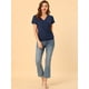 thumbnail image 2 of Top Cruzado Allegra K con Escote En V y manga corta Azul marino M, 2 of 6