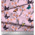 thumbnail image 2 of Soimoi Pink Rayon Fabric Flower & Butterfly Print Fabric by The Yard 42 Inch Wide, 2 of 5