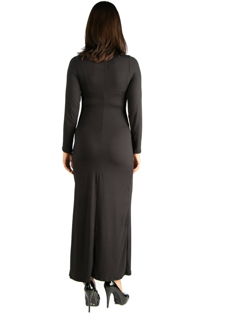 chinese dress ladies Off Shoulder Long Sleeve Maternity Maxi Dress Black / Large main image 1