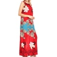thumbnail image 4 of Sakkas Abby Womens Casual Long Tropical Off Shoulder Dress Elastic & Floral Print - Red - XXL, 4 of 5