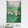thumbnail image 1 of Farm Animal Tapestry, Husbandry Themed Photo with Sheep Grazing on Grass in Iceland Nature, Fabric Wall Hanging Decor for Bedroom Living Room Dorm, 5 Sizes, Ecru and Fern Green, by Ambesonne, 1 of 1