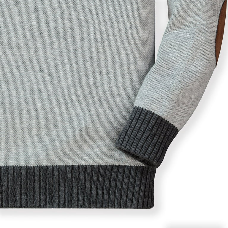 Hope & Henry Boys' Contrast Sweater with Elbow Patches (Pieced Charcoal,  3-6 Months)