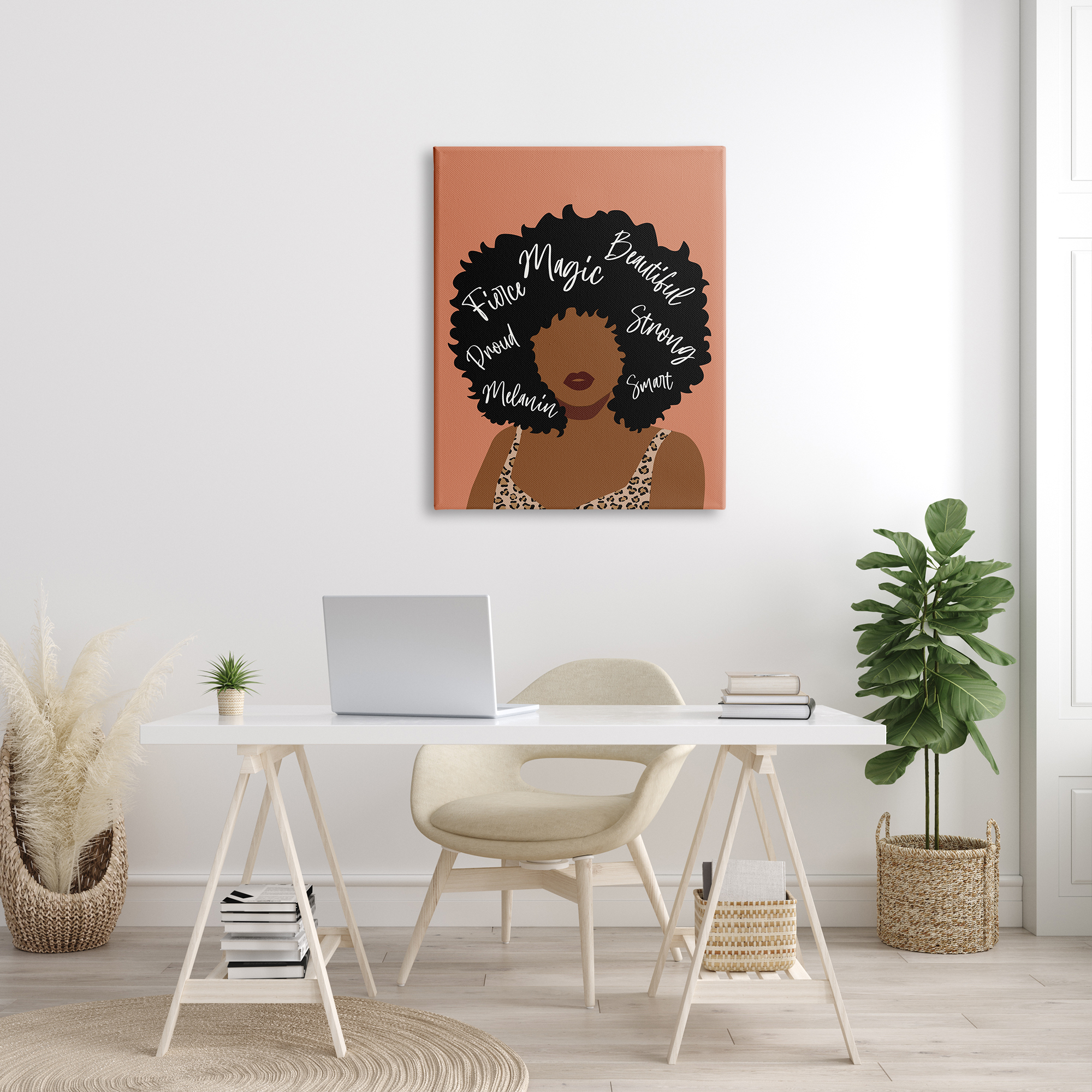 Stupell Indtries Fierce Proud Beautiful Strong Sentiments Female Hair Portrait,30 x 40,Design by JJ Design Hoe LLC
